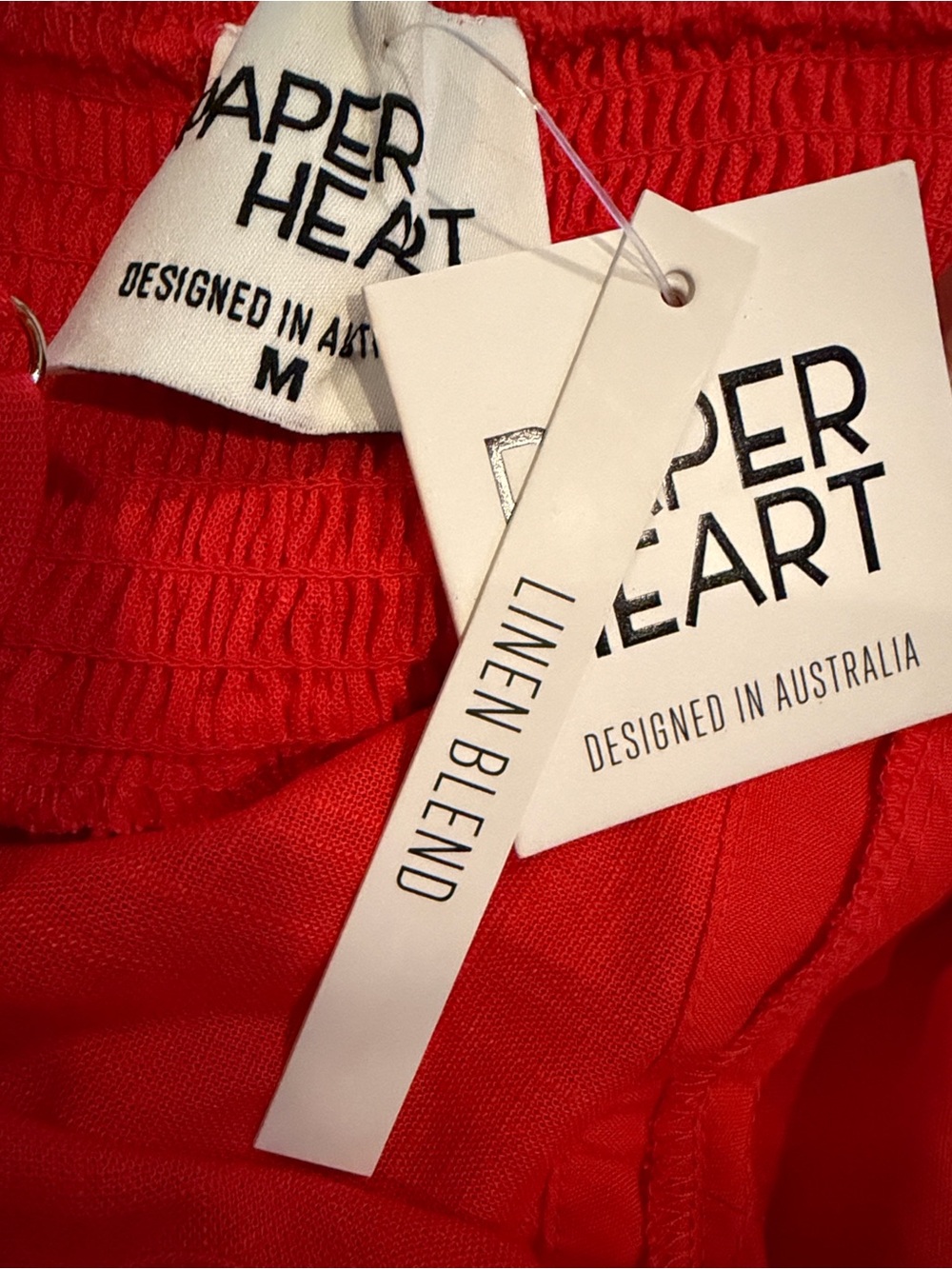 Paper Heart Anthropologie Linen Blend Shell Hardware Detail Maxi Dress Red M NWT - Picture 8 of 9